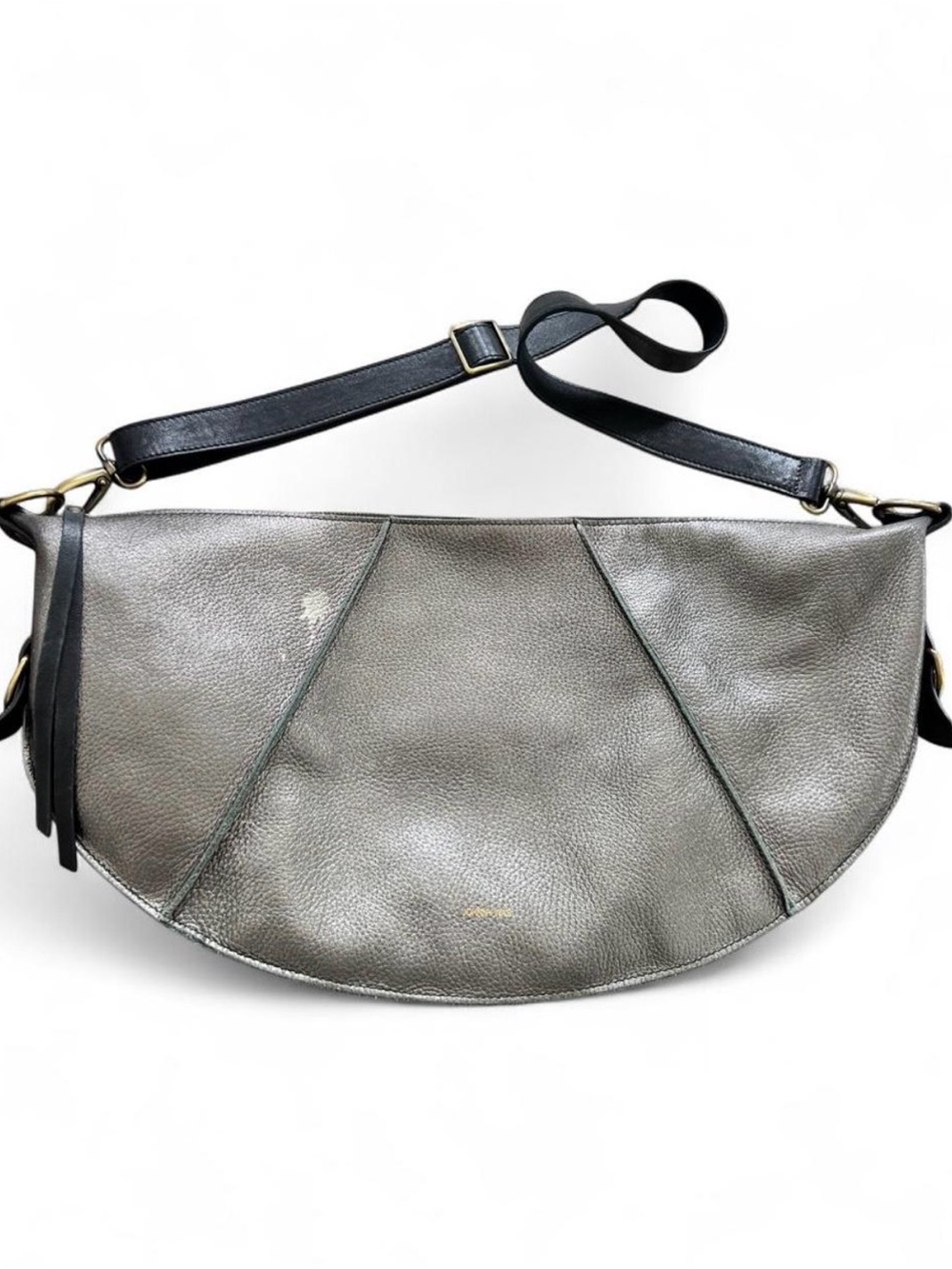 Johnny Was  Bronze Leather Slouchy Crescent Crossbody Shoulder Bag